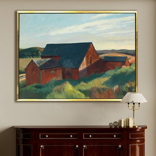 Rooftops of the Cobb Barns – Edward Hopper Painting | HD Canvas Print | Ready to Hang | Wall Art for Bedroom, living room, Hallway (EHWA07)