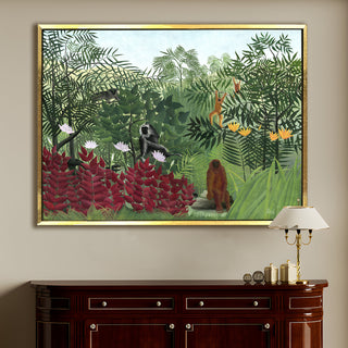 Monkeys in the Jungle – Henri Rousseau Painting | HD Canvas Print | Ready to Hang | Wall Art for Bedroom, living room, Hallway (HRWA01)