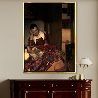 A Maid Asleep – Johannes Vermeer Painting | HD Canvas Print | Ready to Hang | Wall Art for Bedroom, living room, Hallway (JVWA03)