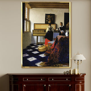 The Music Lesson – Johannes Vermeer Painting | HD Canvas Print | Ready to Hang | Wall Art for Bedroom, living room, Hallway (JVWA10)
