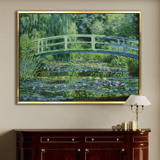 Japanese Bridge Over Water Lilies Painting | HD Canvas Print | Ready to Hang | Wall Art for Bedroom, living room, Hallway (CMWA08)