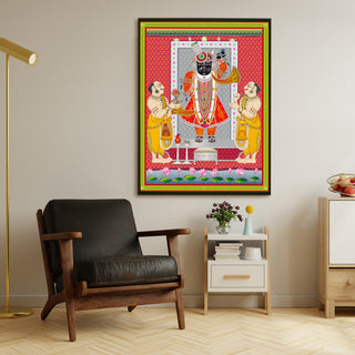Shreenathji Pichwai Wall Art | HD Canvas Print | Ready to Hang | Wall Art for Temple, living room, Hallway | Size: 36 inch X 48 inch (SHNAWA02)