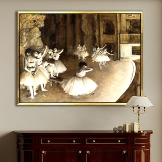 Ballet Rehearsal on Stage by Edgar Degas Painting | HD Canvas Print | Ready to Hang | Wall Art for Bedroom, living room, Hallway (EDWA02)