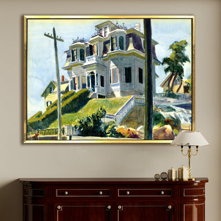 House on the Hill – Edward Hopper Painting | HD Canvas Print | Ready to Hang | Wall Art for Bedroom, living room, Hallway (EHWA06)
