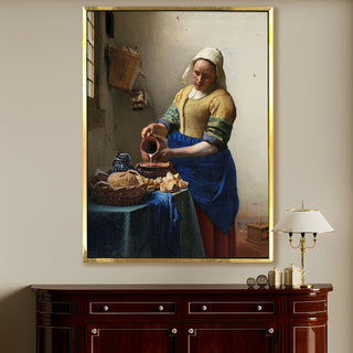 The Milkmaid – Johannes Vermeer Painting | HD Canvas Print | Ready to Hang | Wall Art for Bedroom, living room, Hallway (JVWA02)