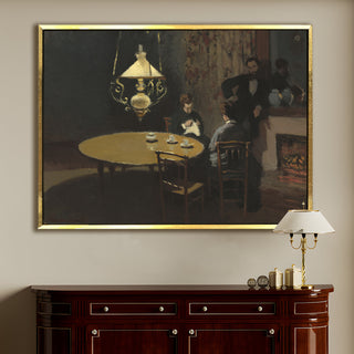 Claude Monet – Interior by Lamplight Painting | HD Canvas Print | Ready to Hang | Wall Art for Bedroom, living room, Hallway (CMWA20)
