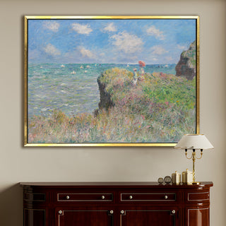 Claude Monet Cliff Walk at Pourville Painting | HD Canvas Print | Ready to Hang | Wall Art for Bedroom, living room, Hallway (CMWA10)
