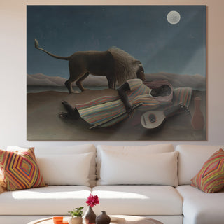 The Sleeping Gypsy – Henri Rousseau Painting | HD Canvas Print | Ready to Hang | Wall Art for Bedroom, living room, Hallway (HRWA07)