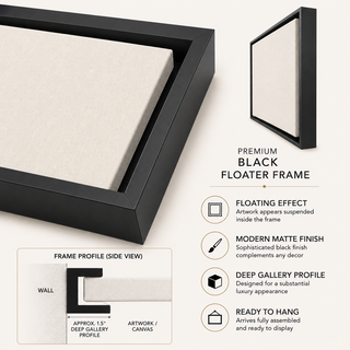 Botanical Abstract Harmony, HD Canvas Print, 2x5 Ft Black Floater Frame, Ready to Hang. (MOWA72)