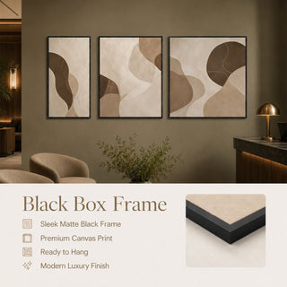Earthline Abstract Wall Art Set of 3 | Neutral Modern HD Canvas Print (ABSWA31)