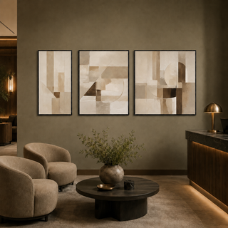 Earth Tone Grid Trio Wall Art | HD Canvas Print (ABSWA35)