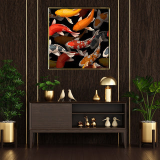 Feng Shui Koi Fish Canvas Painting Framed For Home and Office