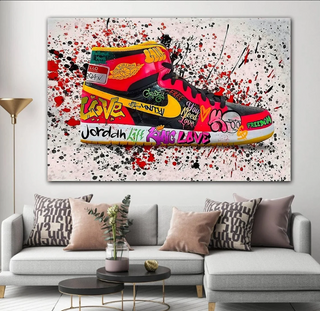 Jordan Graffiti Canvas Wall Art, Air Jordan Canvas Wall Art, Jordan 1 Graffiti Canvas, Modern Graffiti Canvas