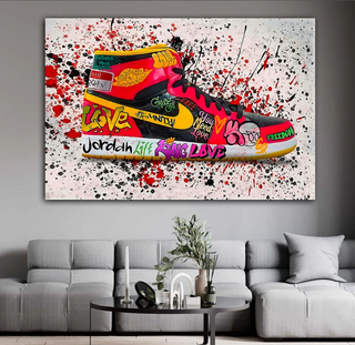 Jordan Graffiti Canvas Wall Art, Air Jordan Canvas Wall Art, Jordan 1 Graffiti Canvas, Modern Graffiti Canvas (GRFWA011).