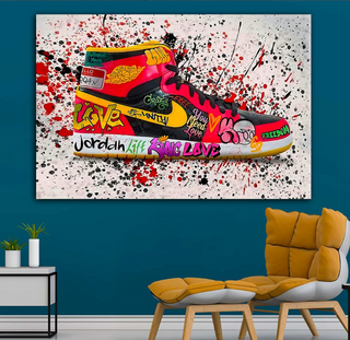 Jordan Graffiti Canvas Wall Art, Air Jordan Canvas Wall Art, Jordan 1 Graffiti Canvas, Modern Graffiti Canvas (GRFWA011).