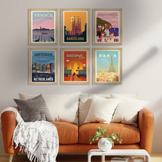 Vintage Travel Art Paintings: Enhance Your Home Décor with Framed European Masterpieces - Perfect for Living Rooms, Bedrooms, and Office Spaces (ARTFM020)