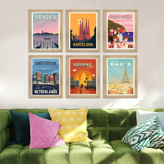 Vintage Travel Art Paintings: Enhance Your Home Décor with Framed European Masterpieces - Perfect for Living Rooms, Bedrooms, and Office Spaces (ARTFM020)