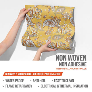 Designer Wallpaper Roll | Non-Woven Paper, 200 GSM | Seamless Pattern | Size: 61 cm x 823 cm [54 Square Feet] | Vibrant, Stain-Proof & Easy to Clean | Kids and Pet Safe | Proudly Made in India