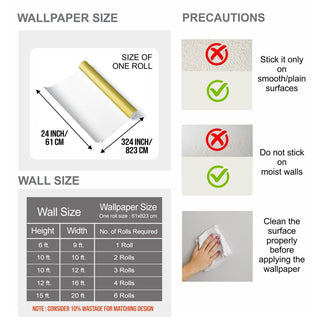 Designer Wallpaper Roll | Non-Woven Paper, 200 GSM | Seamless Pattern | Size: 61 cm x 823 cm [54 Square Feet] | Vibrant, Stain-Proof & Easy to Clean | Kids and Pet Safe | Proudly Made in India