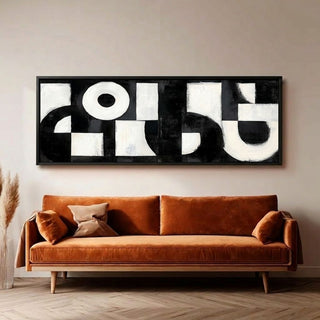 Monochrome Geometry Wall Art, HD Canvas Print, 2x5 Ft Black Floater Frame, Ready to Hang. (MOWA75)