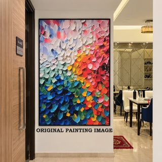 Color Bloom 3D Relief Texture Canvas Wall Art | Black Floater Frame (FLTXWA22)