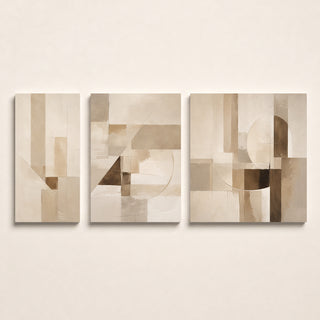 Earth Tone Grid Trio Wall Art | HD Canvas Print (ABSWA35)