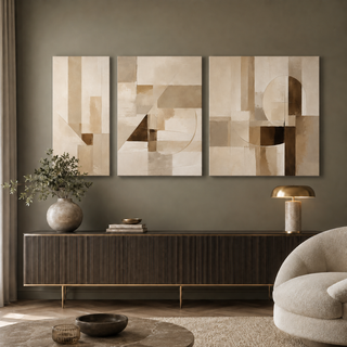 Earth Tone Grid Trio Wall Art | HD Canvas Print (ABSWA35)