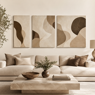 Terra Flow Wall Art | Neutral Modern HD Canvas Print (ABSWA32)