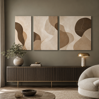 Terra Flow Wall Art | Neutral Modern HD Canvas Print (ABSWA32)