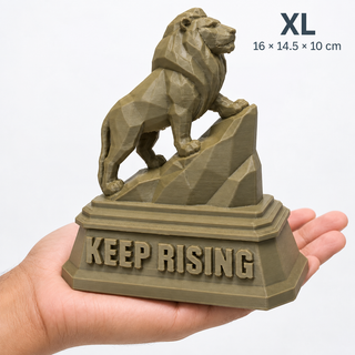 XL The Lion sculpture held above a palm