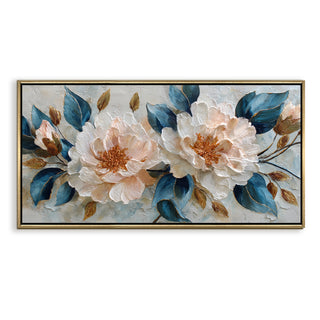 Blush Peony Bloom – Luxury Floral Wall Art – Golden Floater Frame, HD Canvas Print, Ready to Hang, Size: 2x4 feet (FLBWA83)
