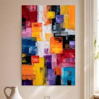Vibrant Geometric Modern Wall Art, HD Canvas Print, Framed, Ready to Hang. (ABWA68)