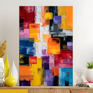 Vibrant Geometric Modern Wall Art, HD Canvas Print, Framed, Ready to Hang. (ABWA68)