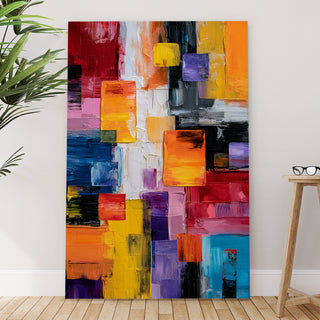 Vibrant Geometric Modern Wall Art, HD Canvas Print, Framed, Ready to Hang. (ABWA68)