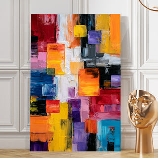 Vibrant Geometric Modern Wall Art, HD Canvas Print, Framed, Ready to Hang. (ABWA68)
