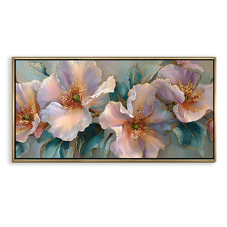 Abstract Floral Wall Art – Golden Floater Frame, HD Canvas Print, Ready to Hang, Size: 2x4 feet (FLBWA94)