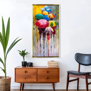 Large Abstract Modern Art Painting, HD Canvas Print, Framed, Ready to Hang.(24In x 48In) (MAWA18)