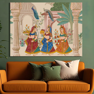 Indian Ethnic Traditional Wall Art Large Size Canvas Painting For Home and Hotels Wall Decoration. (ETHWA09)