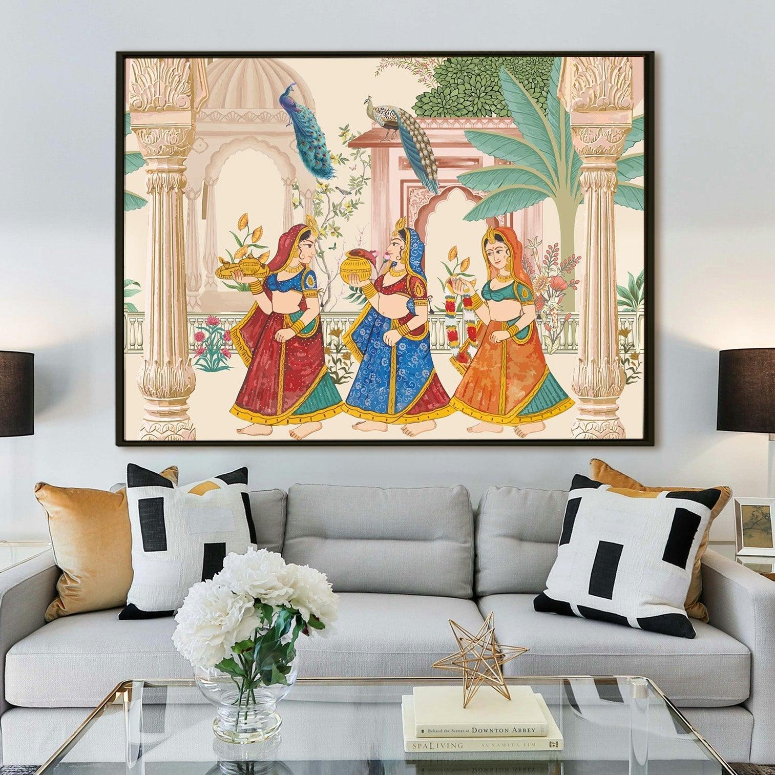 Indian Ethnic Traditional Wall Art Large Size Canvas Painting For Home and Hotels Wall (ETHWA09)