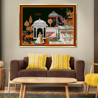 Indian Ethnic Traditional Wall Art Large Size Canvas Painting For Home and Hotels Wall Decoration. (ETHWA10)