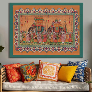 Indian Ethnic Traditional Wall Art Large Size Canvas Painting For Home and Hotels Wall Decoration. (ETHWA12)