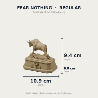 Fear Nothing (Bull) desk trophy Regular size with measurements