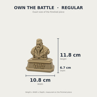 Own the Battle (Warrior) desk trophy Regular size with measurements