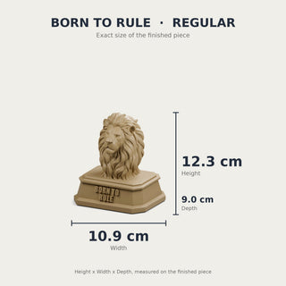 Born to Rule (Lion Head) desk trophy Regular size with measurements