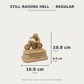 Still Raising Hell (Biker) desk trophy Regular size with measurements