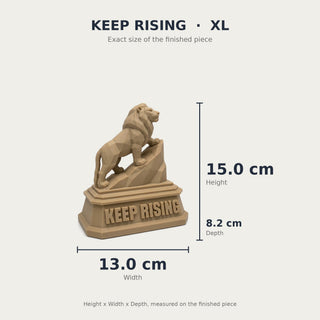 Keep Rising (Lion) desk trophy XL size with measurements