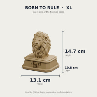 Born to Rule (Lion Head) desk trophy XL size with measurements