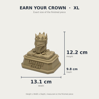 Earn Your Crown (Knight) desk trophy XL size with measurements