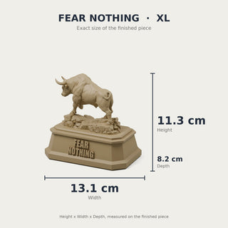 Fear Nothing (Bull) desk trophy XL size with measurements