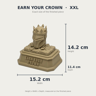 Earn Your Crown (Knight) desk trophy XXL size with measurements